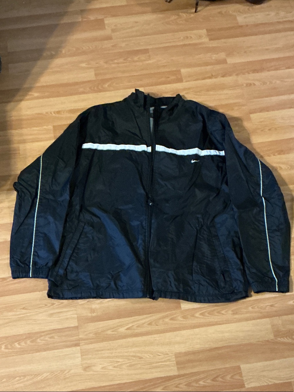 Nike Black Windbreaker Jacket with White Piping